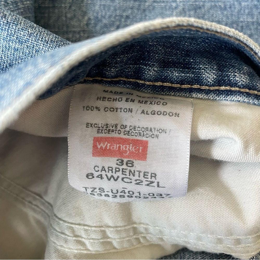 Vintage Wrangler Baggy Carpenter Denim Jean Shorts Jorts Men’s Size 36 Waist EUC - Picture 10 of 11